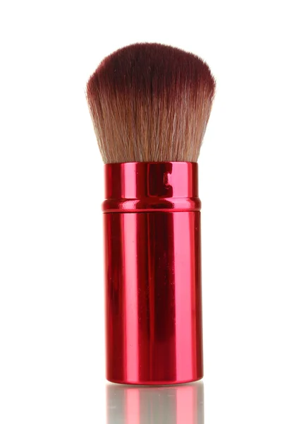 Escova vermelha para blusher isolado em branco — Fotografia de Stock