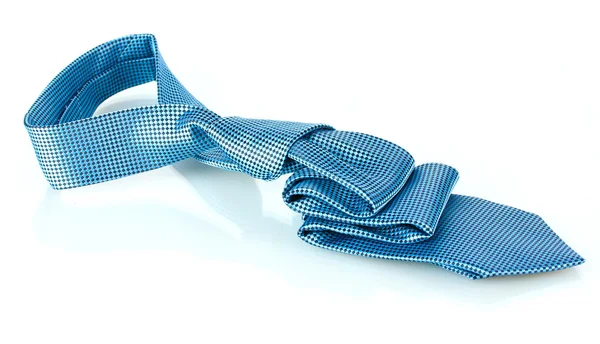 Голубой галстук на белом — стоковое фото