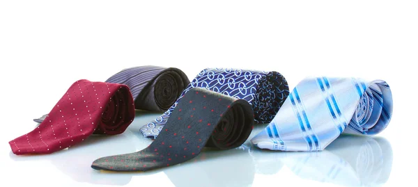 Bright hengerelt nyakkendők elszigetelt fehér — Stock Fotó