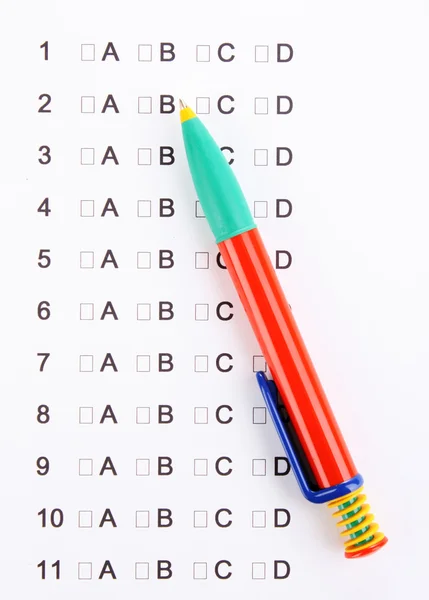 A, B, C, D test close-up — Stockfoto