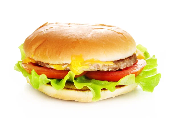 Νόστιμο cheeseburger που απομονώνονται σε λευκό — Φωτογραφία Αρχείου