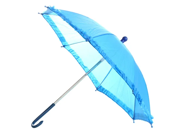 Guarda-chuva azul isolado no branco — Fotografia de Stock