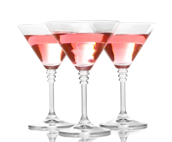 Cocktail in martini glazen geïsoleerd op wit rood — Stockfoto