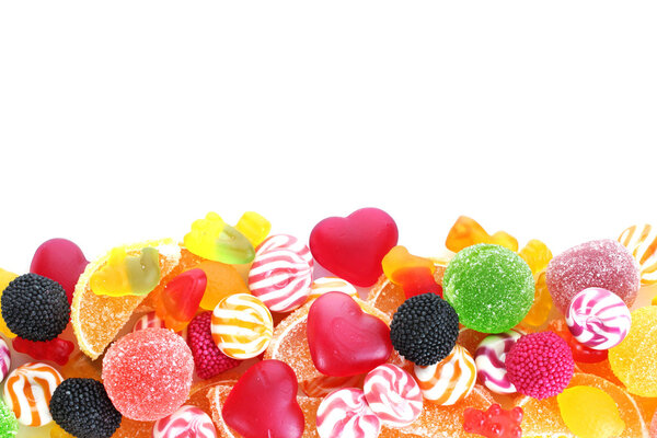 Colorful jelly candies isolated on white Royalty Free Stock Images