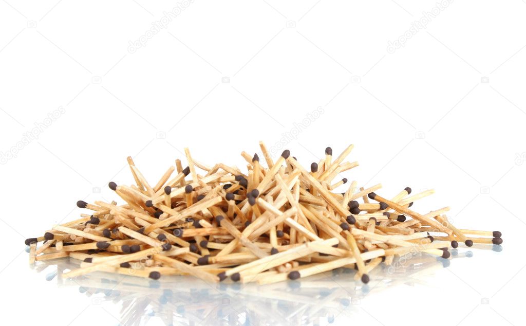 Pile of matches isolated on white