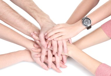 Group of young 's hands isolated on white clipart