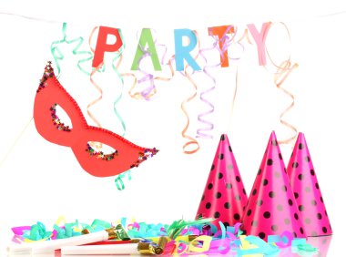 parti öğeleri üzerinde beyaz izole