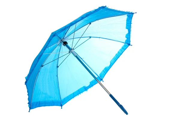 Guarda-chuva azul isolado no branco — Fotografia de Stock