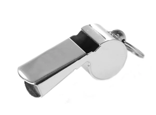 Sport metal whistle geïsoleerd op wit — Stockfoto