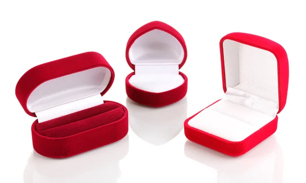Rode sieraden dozen geïsoleerd op wit — Stockfoto