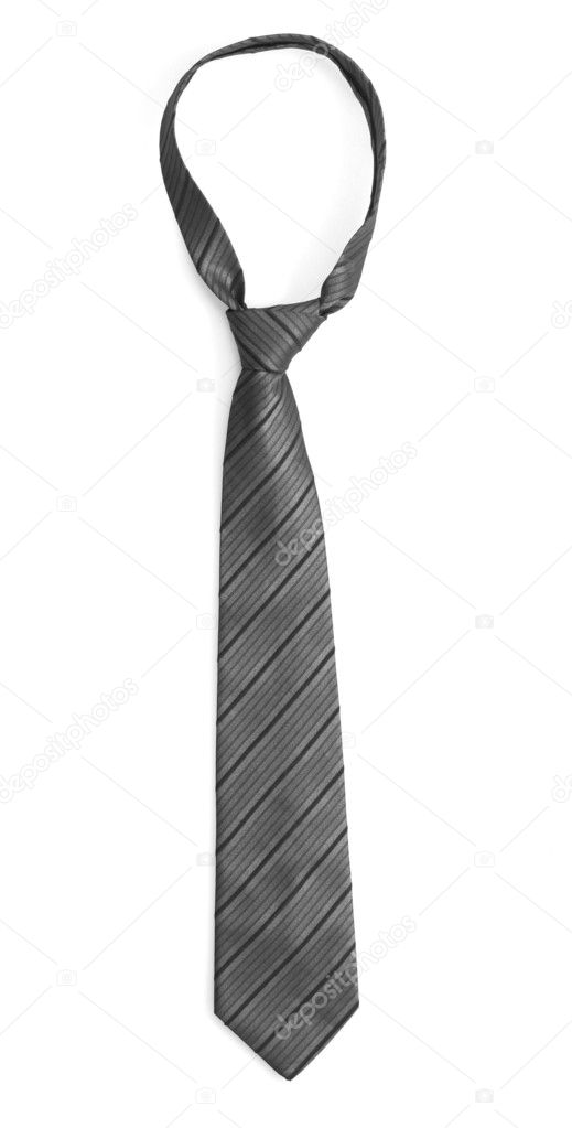 Elegant grey tie isolated on white
