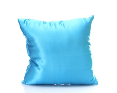 beyaz izole mavi parlak yastık