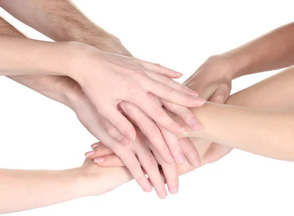 Группа молодых 's руки изолированы на белом — стоковое фото