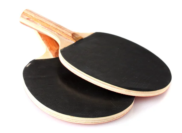 Racchette da ping-pong nere isolate su bianco — Foto Stock