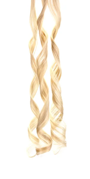 흰색 절연 곱슬 금발 머리 — 스톡 사진