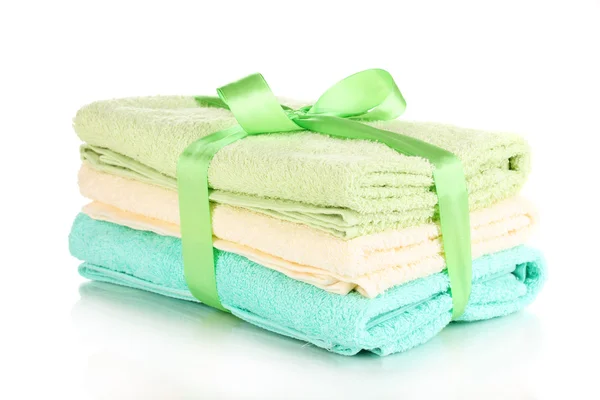 Πολύχρωμο πετσέτες με κορδέλα που απομονώνονται σε λευκό — Φωτογραφία Αρχείου