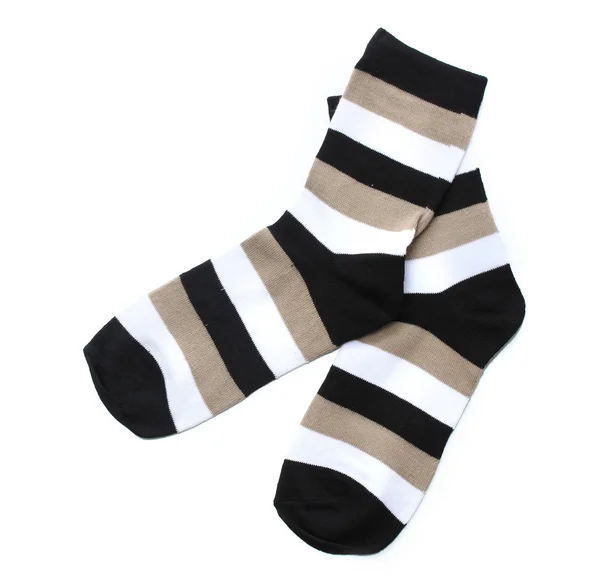 Çizgili çorap üzerine beyaz izole — Stok fotoğraf