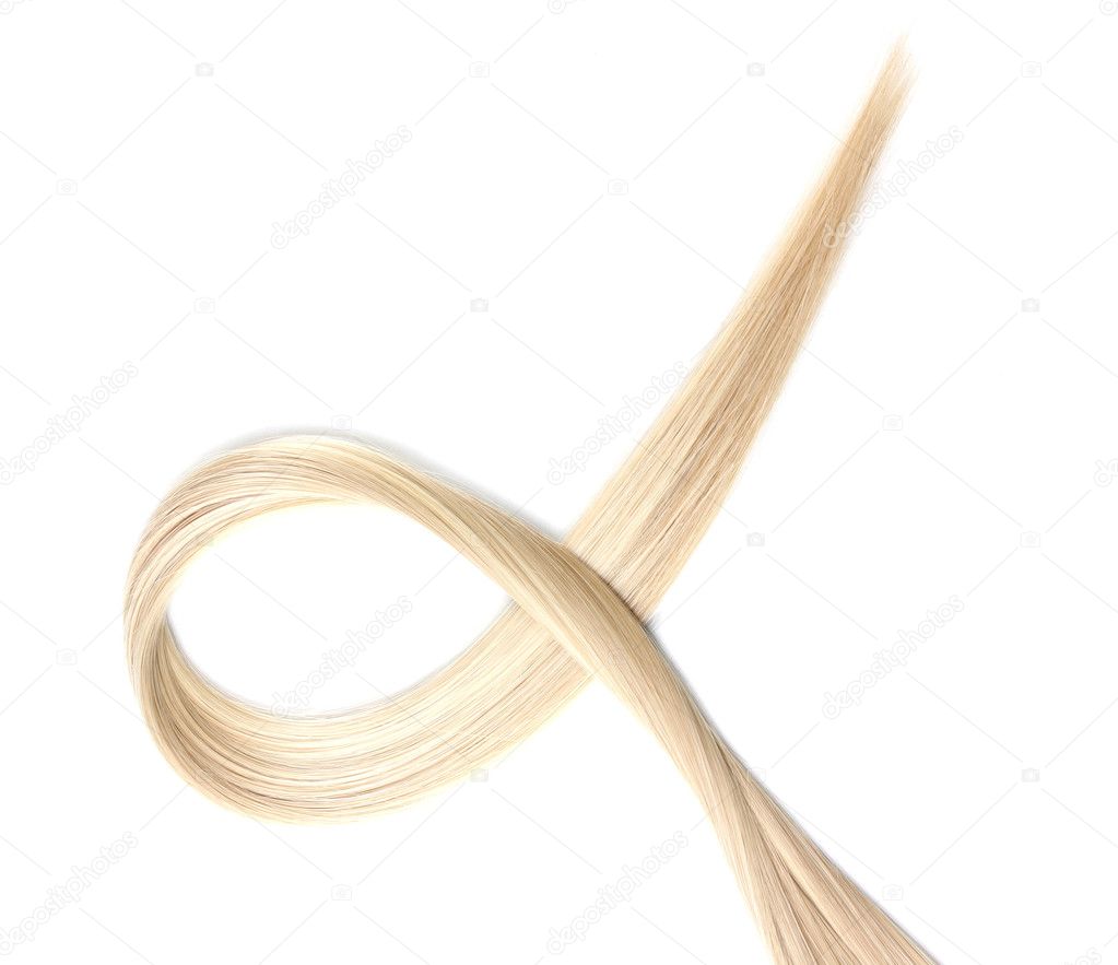 Shiny blond hair isolated on white