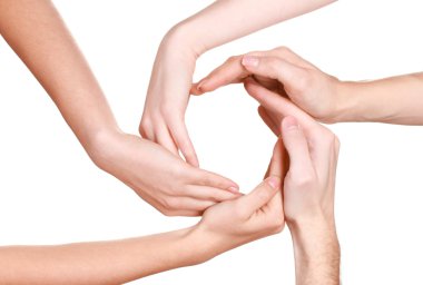 Group of young 's hands isolated on white clipart