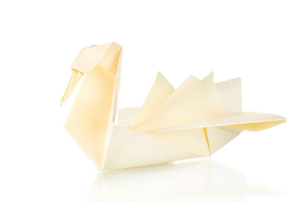 Papier Origami Łabędź na białym tle — Zdjęcie stockowe