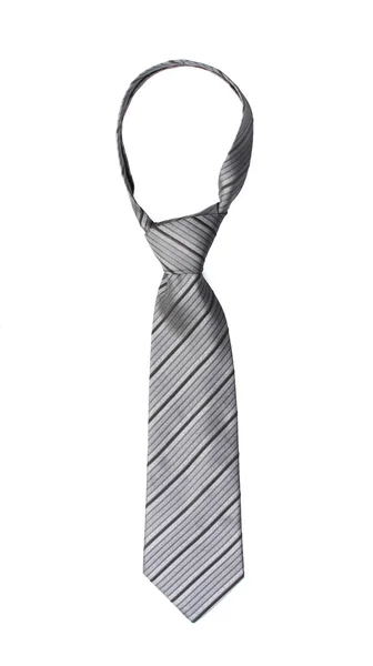 Elegante cravatta grigia isolata su bianco — Foto Stock