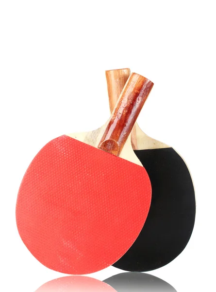 Ракетки для пинг-понга и мяч, изолированные на белом — стоковое фото