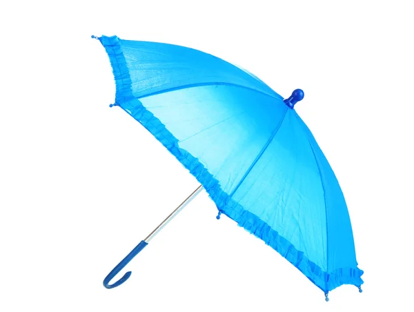 Guarda-chuva azul isolado no branco — Fotografia de Stock