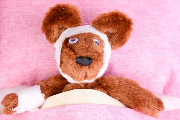 Sick bear in bed — Stock Photo, Image