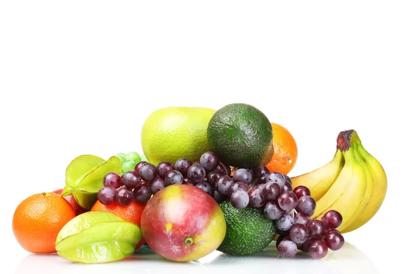 Асортимент екзотичних фруктів ізольований на білому — стокове фото