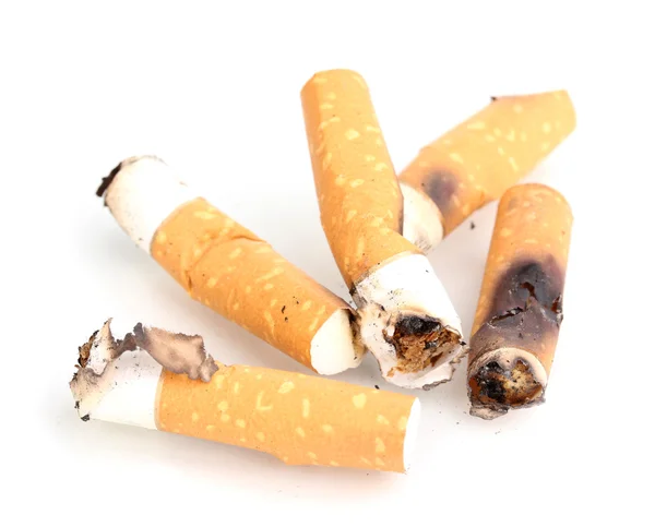 Isolateed γόπες τσιγάρων σε λευκό — Φωτογραφία Αρχείου
