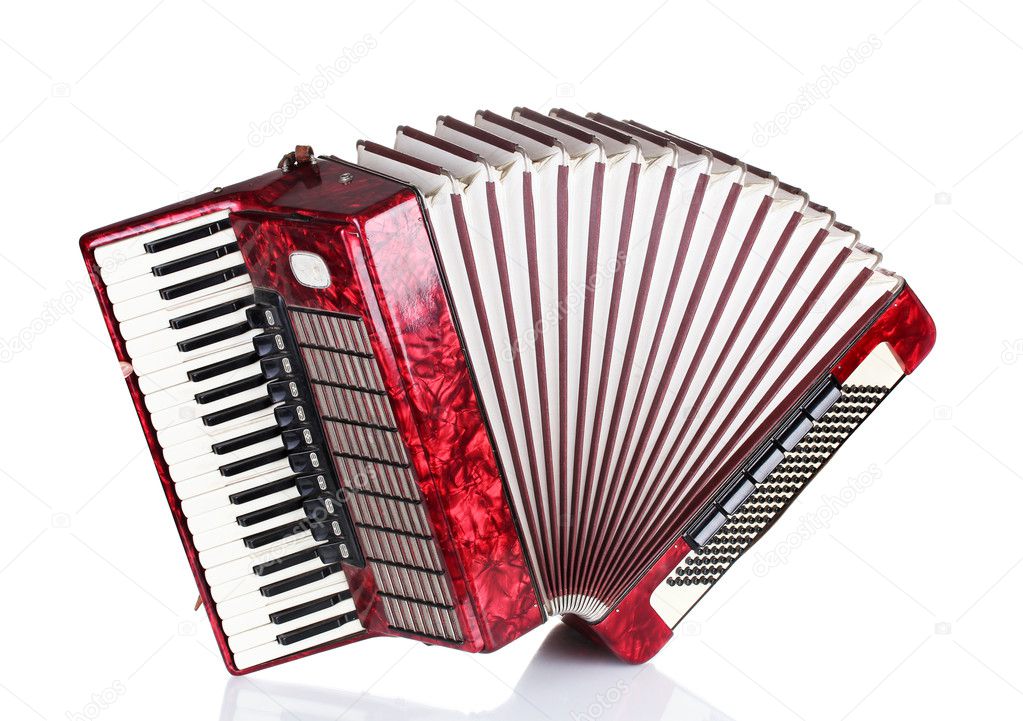 Retro accordion isolated on white