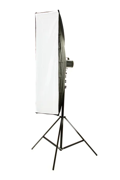 Studio flash with soft-box on white background — Stock Photo, Image
