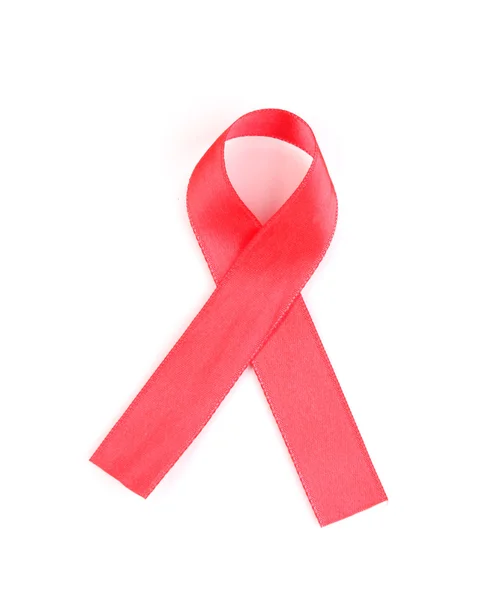 AIDS bewustzijn rood lint geïsoleerd op wit — Stockfoto