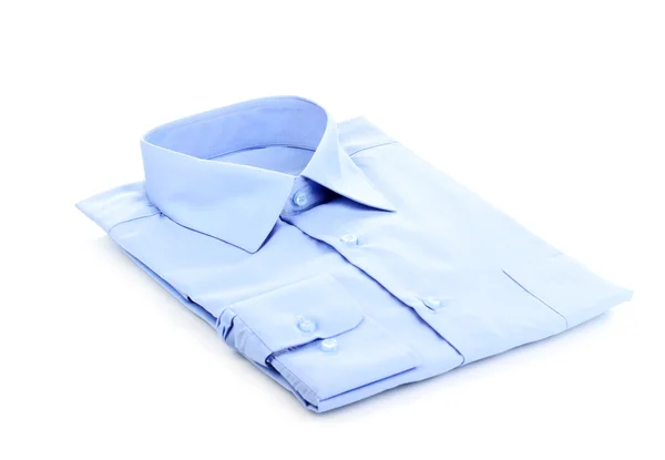 New blue man's shirt isolated on white — Stock Photo, Image