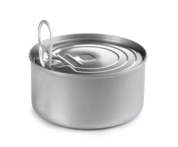 Tin can with pull ring isolated on white — Stock Photo, Image