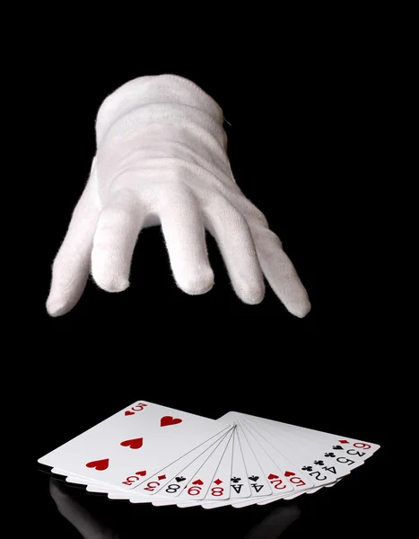 カードと黒の分離の手 — ストック写真