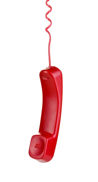 Auricular de teléfono rojo aislado en blanco — Foto de Stock