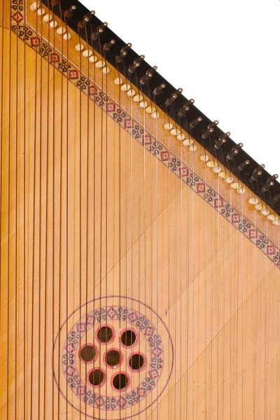 Retro bandura- Ukrainian musical instrument close up, isolated on white — Stock Photo, Image