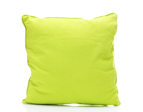Green bright pillow isolated on white — Stock Photo, Image