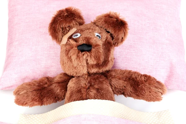 Sick bear in bed — Stock Photo, Image