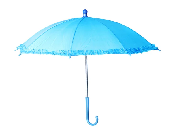 Блакитна парасолька ізольована на білому — стокове фото