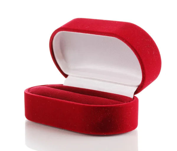Caixa de jóias vermelho isolado no branco — Fotografia de Stock