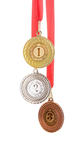 Trzy medale na białym tle — Zdjęcie stockowe