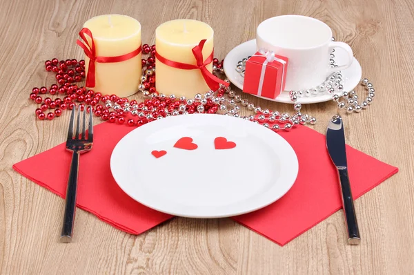 Table setting on wooden background Royalty Free Stock Images