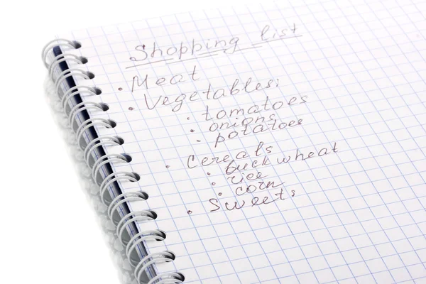 Shoping lista elszigetelt fehér — Stock Fotó