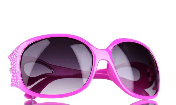 Rosafarbene Sonnenbrille mit Diamanten auf weißem Grund — Stockfoto