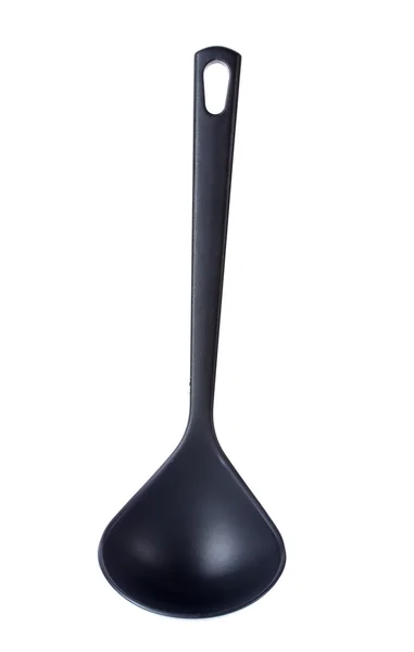 Black kitchen ladle isolated on white — Stock Photo, Image