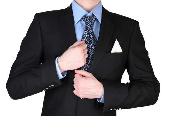 Homem de negócios com gravata isolada no branco — Fotografia de Stock