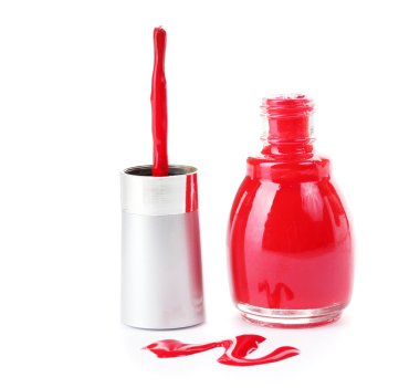 Red nail polish isolated on white clipart