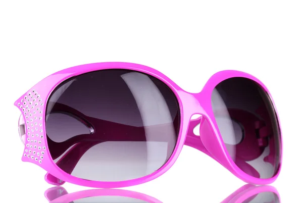 Dámské růžové brýle s diamanty izolovaných na bílém — Stock fotografie